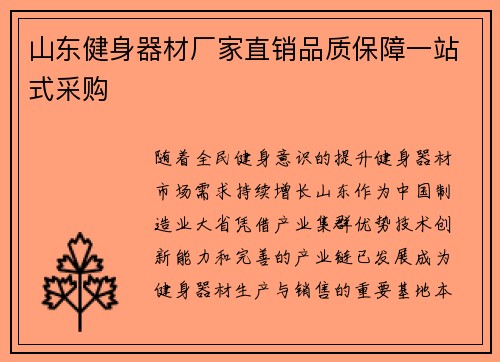 山东健身器材厂家直销品质保障一站式采购